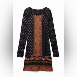 Desigual Black and Gold Patterned Tunic Top/ Dress